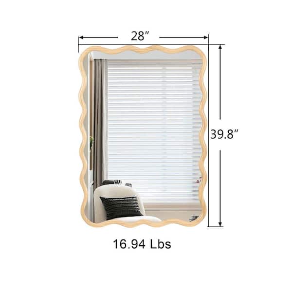 Unbranded 40 in. W x 28 in. H Solid Wood Rectangle Framed Brown Mirror Wall Decor for Bathroom