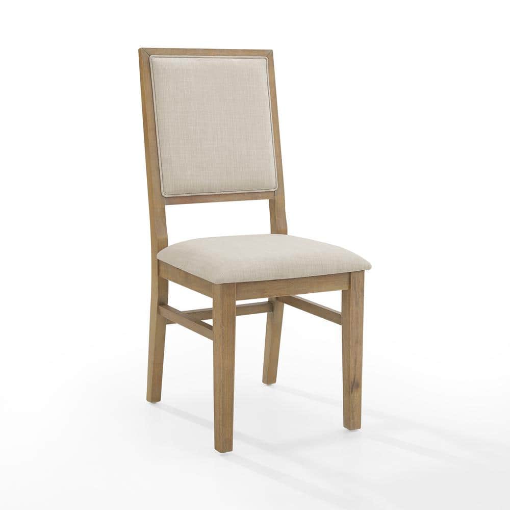 Joanna Cream Linen and Light Wood Rustic Dining Chair Set