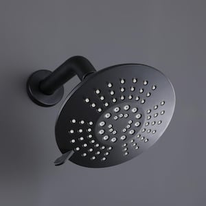 Single-Handle 1-Spray Tub and 2 GPM 6 in. Round Shower Faucet in Matte Black (Valve Included)