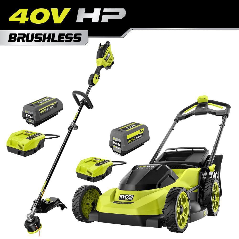 "40V HP Brushless 20"" Cordless Battery Walk Behind Push Lawn Mower w/ 40V 17"" String Trimmer, (2) Batteries & Chargers" price history on PriceWatchPro