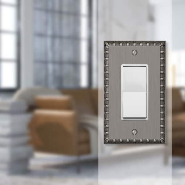 Antiquity 1 Gang Rocker Metal Wall Plate - Antique Nickel