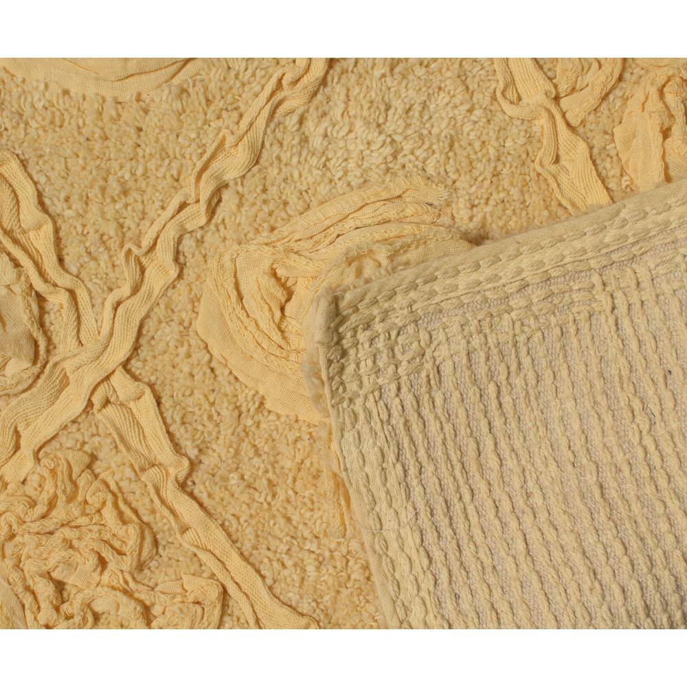 Modesto Yellow Cotton Bath Rug with Rose Design, 17x24