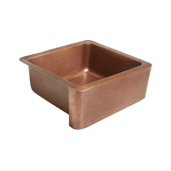 SINKOLOGY Monet Farmhouse Apron Front Handmade Pure Solid Copper 25 in. Single Bowl Kitchen Sink in Antique Copper