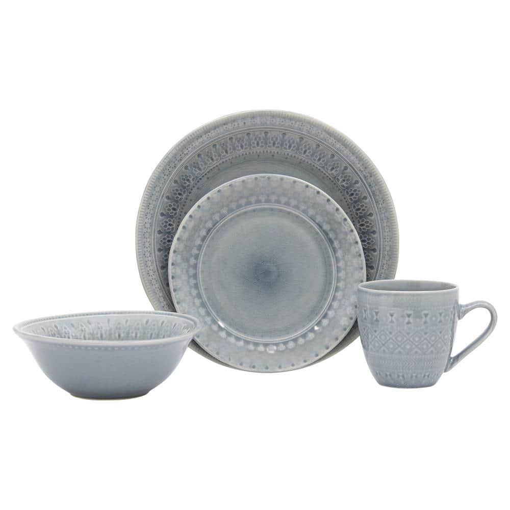 BAUM 16-Piece Seaton Aqua Ceramic Dinnerware Set (Service for 4 people)  EASTON16A - The Home Depot