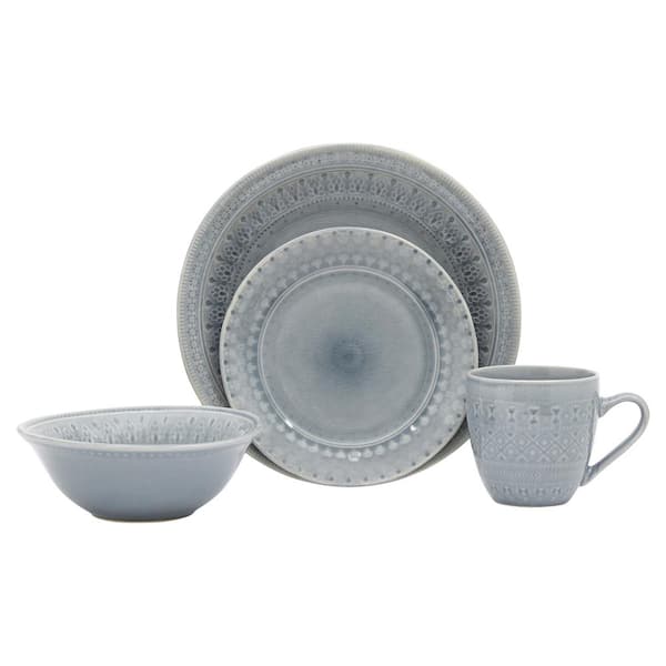 BAUM 16-Piece Elegante Grey Ceramic Dinnerware Set (Service for 4 people)