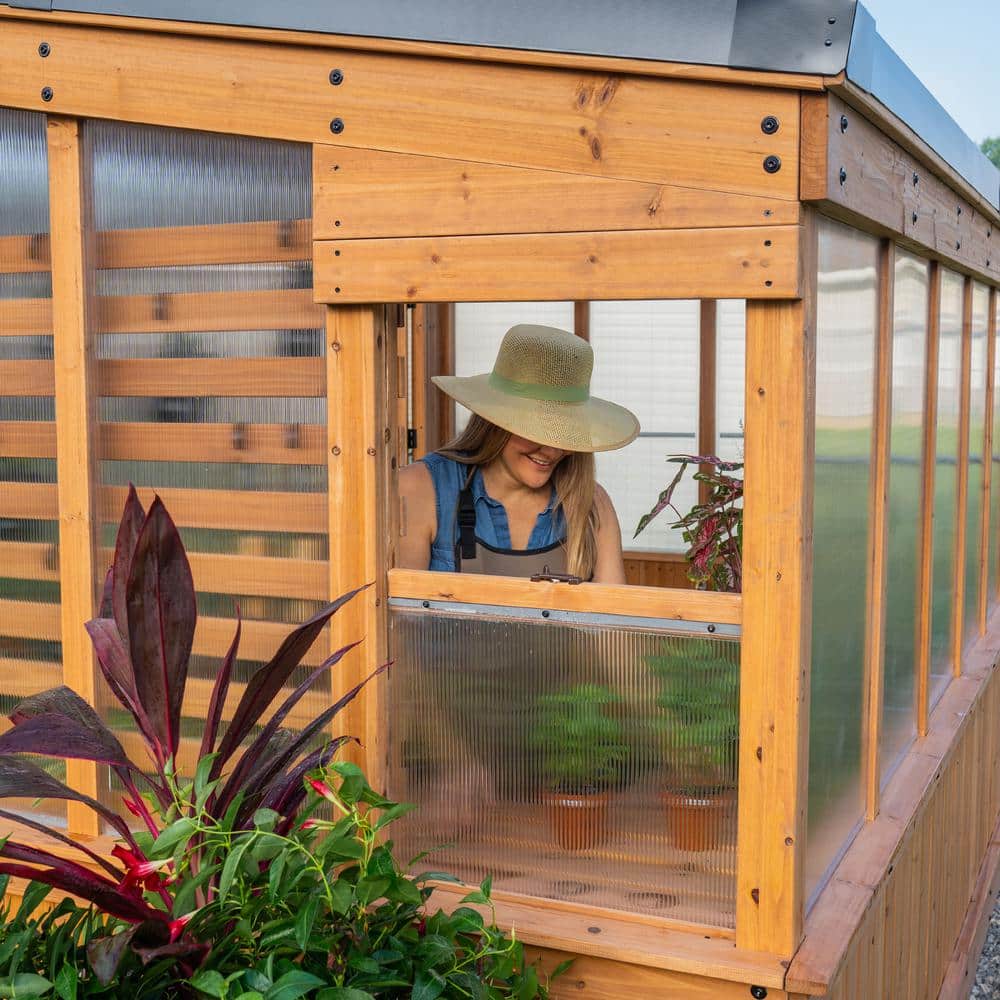 Zalie Cedar and Polycarbonate Modern Greenhouse