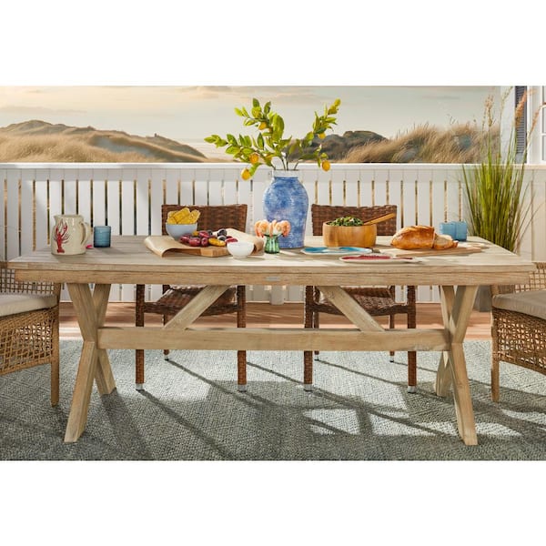 Outsy Santino 83 in. Patio Teak Wood Rectangle Dining Table