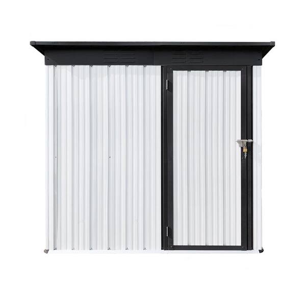 Boosicavelly 5 ft. W x 3 ft. D Metal Outdoor Storage Shed in White and Black (14 sq. ft.)