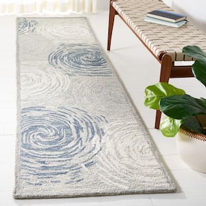 Micro-Loop Grey/Ivory 2 ft. x 9 ft. Abstract Runner Rug