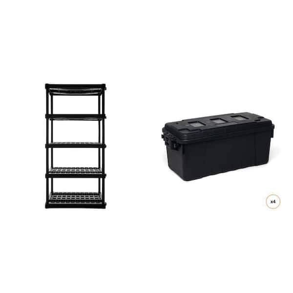 5-Tier Garage Shelving Unit (18 in. x 36 in. x 74 in.) and 17-Gal. Storage Box (4-Pack)