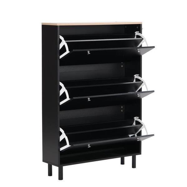 Magic Home 31.5 in. Black Slim Hallway Shoe Cabinet Shoe Rack