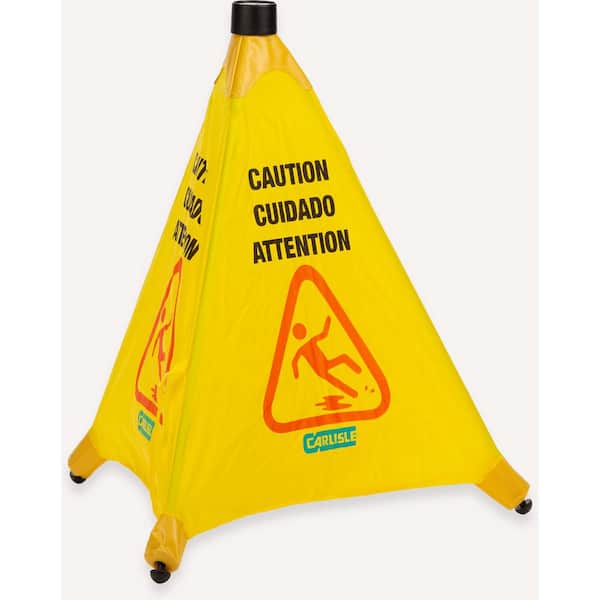 Carlisle 20 in. English/Spanish/French Pop-Up Caution Cone with Carrier (Case of 12)