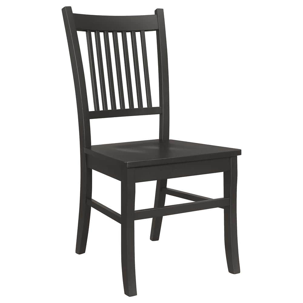 High Black Wood Slat Back Side Chair