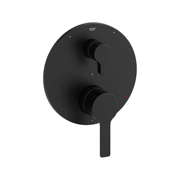 GROHE Lineare 3-Way Diverter 2-Handle Wall Mount Pressure Balance Valve Trim Kit in Matte Black (Valve Not Included)