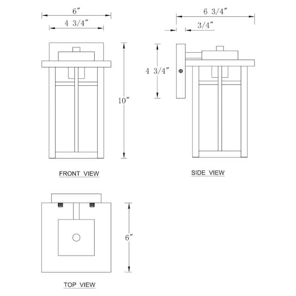 Matte Black Outdoor Hardwired Wall Lantern Sconces with Water Glass, No Bulbs Included (2-Pack)