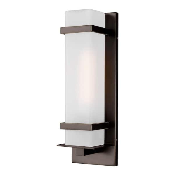 Generation Lighting Alban 1-Light Antique Bronze Outdoor Wall Lantern Sconce with LED Bulb