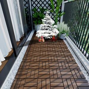 1 ft. x 1 ft. Square Interlocking Acacia Wood Quick Patio Deck Tile Outdoor Checker Pattern Flooring Tile (10 Per Box)