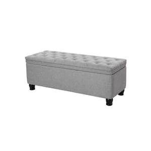 46.02 in. Gray Backless Bedroom Bench with Tufted Seat and Removable Top