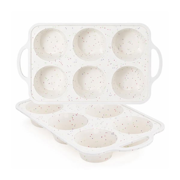 6-Piece Reinforced Silicone Muffin Pan Set with Metal Frame Nonstick High Heat Resistant for Baking Cupcakes