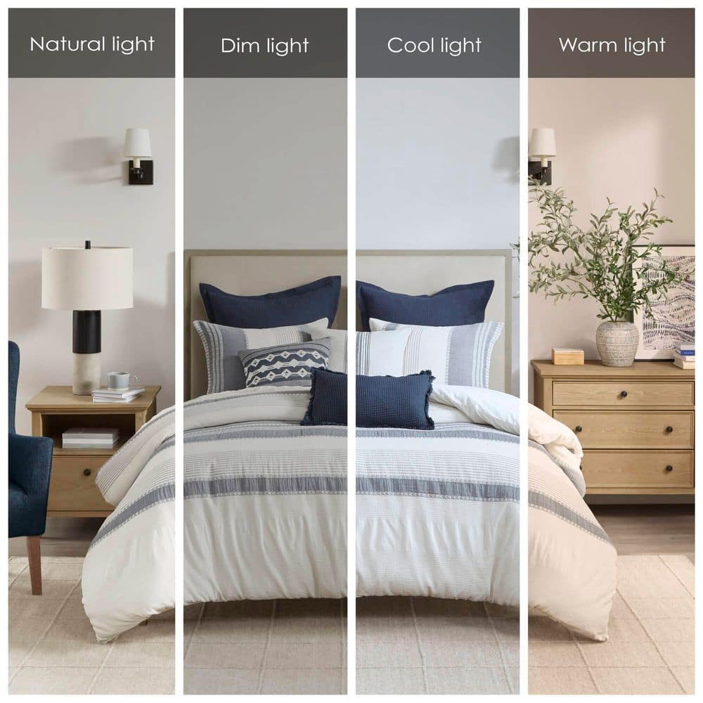 Murphy Full Blue Cotton Jacquard Comforter Set
