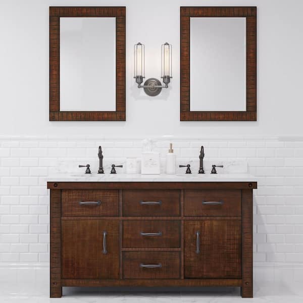 Aberdeen 60 in. W x 22 in. D Vanity in Black with Carrara Marble Top with White Sinks