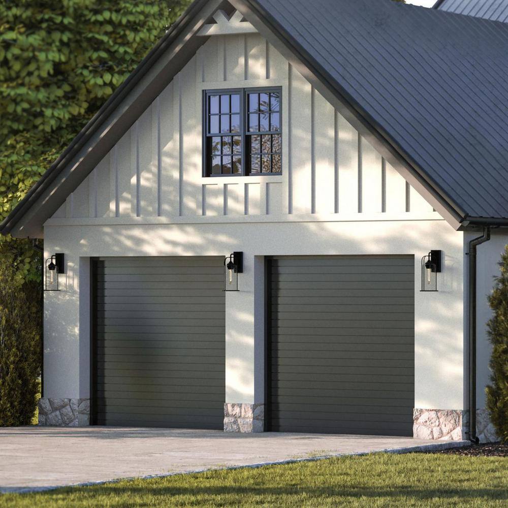 Textured Black Aluminum Outdoor Wall Lantern with Seeded Glass Shade