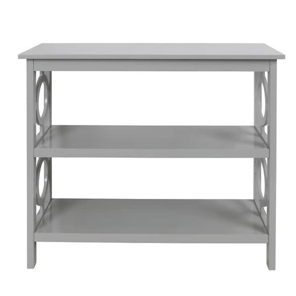 Decor Therapy Grafton 32 in. Light Gray Wood 2-Shelf Standard Bookcase with Geo Design Sides