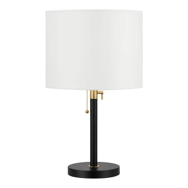 Alderston 26 in. Matte Black and Antique Brass Adjustable Table Lamp
