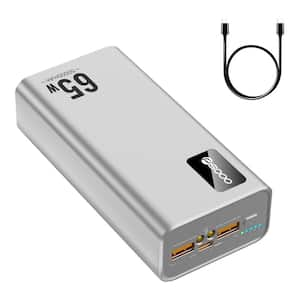 50000mAh Portable Charger Power Bank, 65-Watt Fast Charging External Battery Compatible w/Laptop, iPhone & Tablet Silver