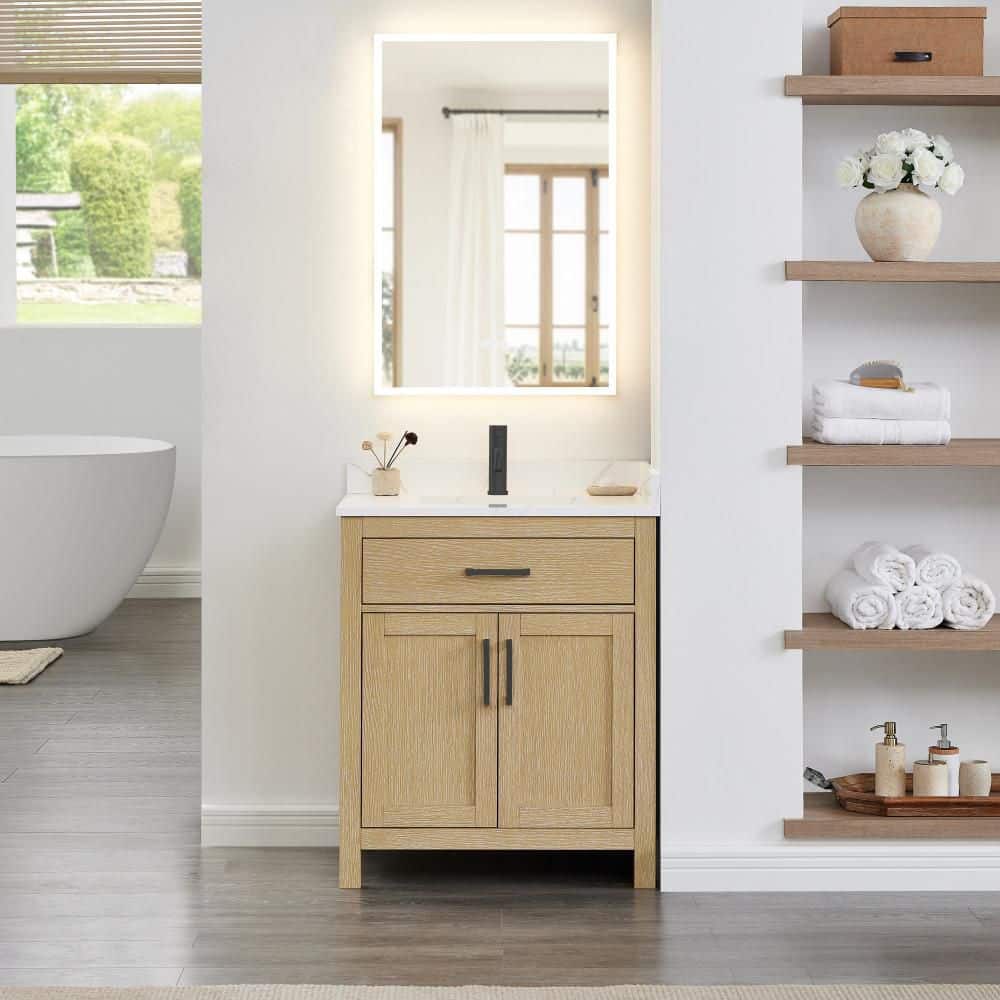 Beckett 30 in. Single Freestanding Whitewashed Oak Bath Vanity with Top price history on PriceWatchPro