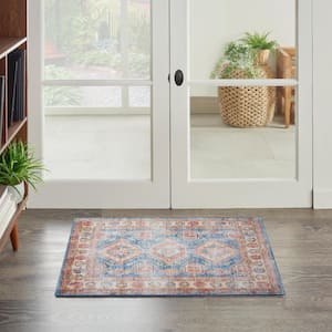 Fulton Blue Ivory Doormat 2 ft. x 3 ft. Medallion Traditional Area Rug