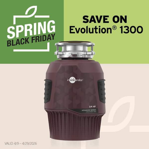 Evolution 1300, 3/4 HP Garbage Disposal, Continuous Feed Food Waste Disposer w EZ Connect Cord & Putty-Free Sink Seal