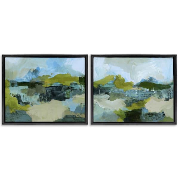 Stupell Industries Abstraction with Green Detail by Victoria Barnes 2 Piece Black Floater Frame Abstract Graphic Art Print 25 in. x 31 in.