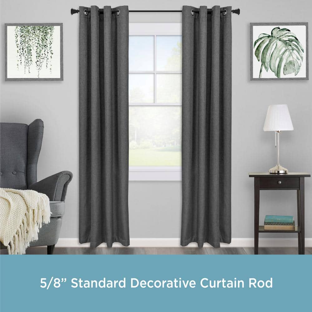Seville Matte Black Adjustable Curtain Rod with Square Finials