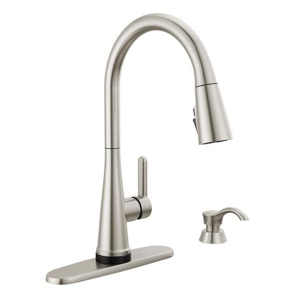 Delta Greydon Touch2O Single Handle Pull Down Sprayer Kitchen Faucet with ShieldSpray Technology in SpotShield Stainless Steel