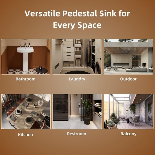 22 in. W x 17 in. D Glossy White Ceramic Rectangular Pedestal Sink with Overflow and Single Faucet Hole