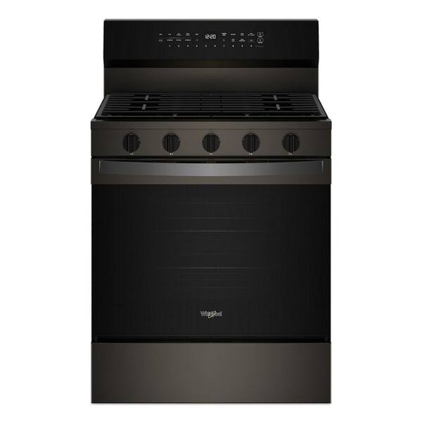 30 in. 5-Burners Freestanding Gas Smart Range in Black-on-Stainless with Air Cooking Technology