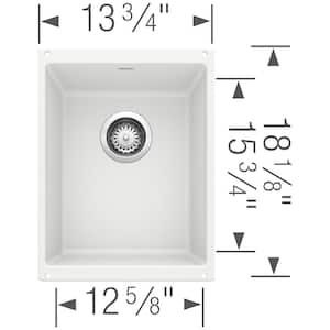 PRECIS White Granite Composite 13.75 in. Undermount Bar Sink in White