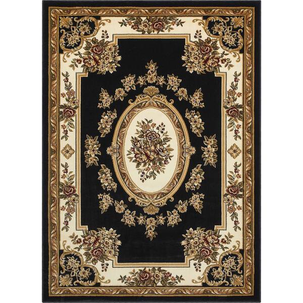 Well Woven Timeless Le Petit Palais Black 4 ft. x 5 ft. Traditional Area Rug