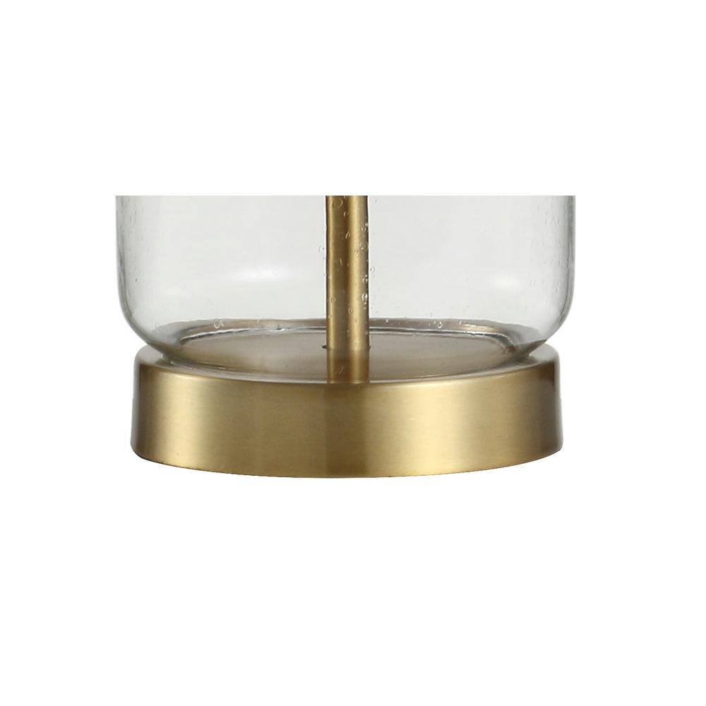 Duncan 20.5" Brass/Clear Glass Table Lamp with White Linen Shade