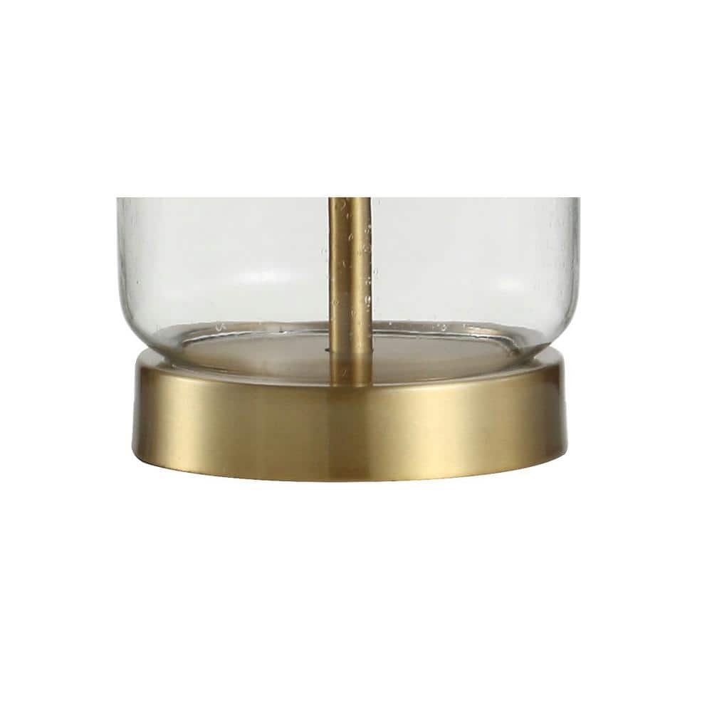 Duncan 20.5" Brass/Clear Glass Table Lamp with White Linen Shade