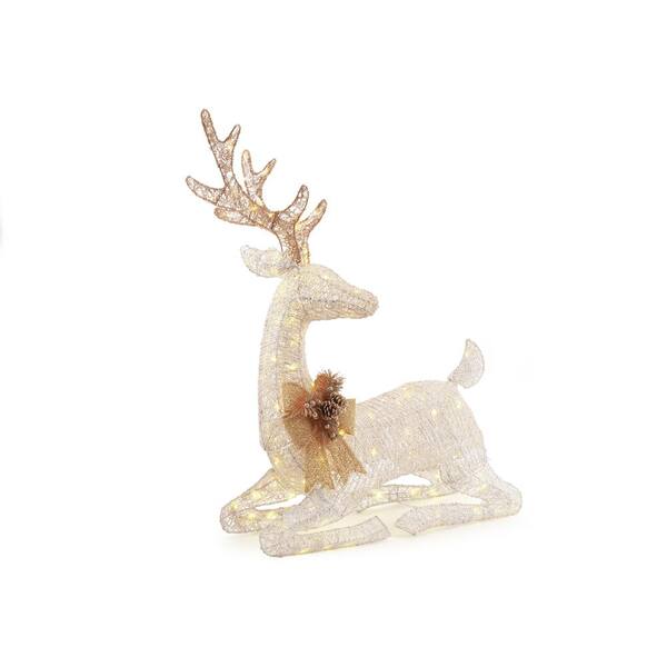 Home Accents Holiday Sweet Serenity 45 in. LED Lighted White PVC Sitting Deer