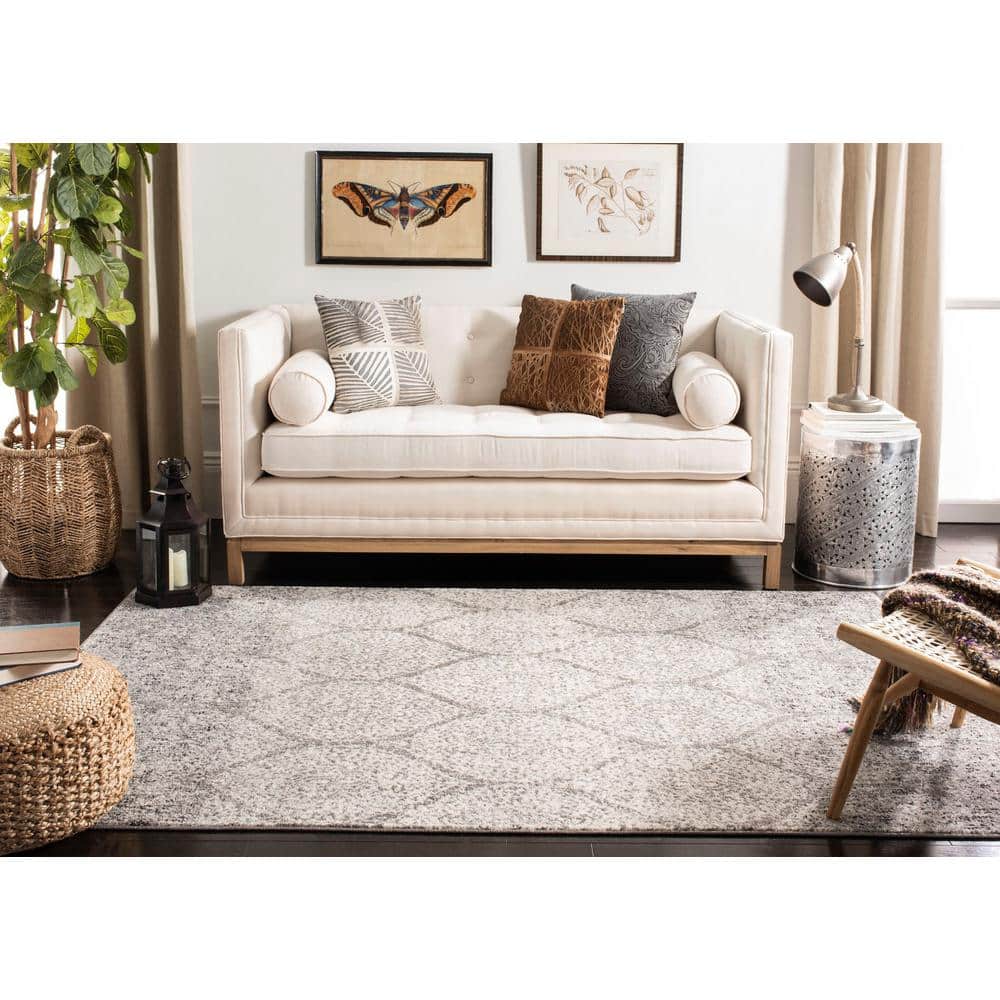 Elegant Gray & Ivory Synthetic 4' x 6' Hand-Knotted Area Rug