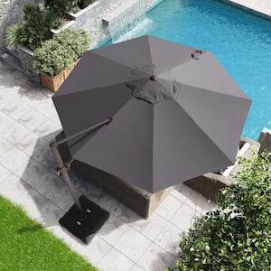 11.5 ft. x 11.5 ft Heavy-Duty Frame Patio Cantilever Umbrella Single Round Outdoor Offset Umbrella in Dark Gray