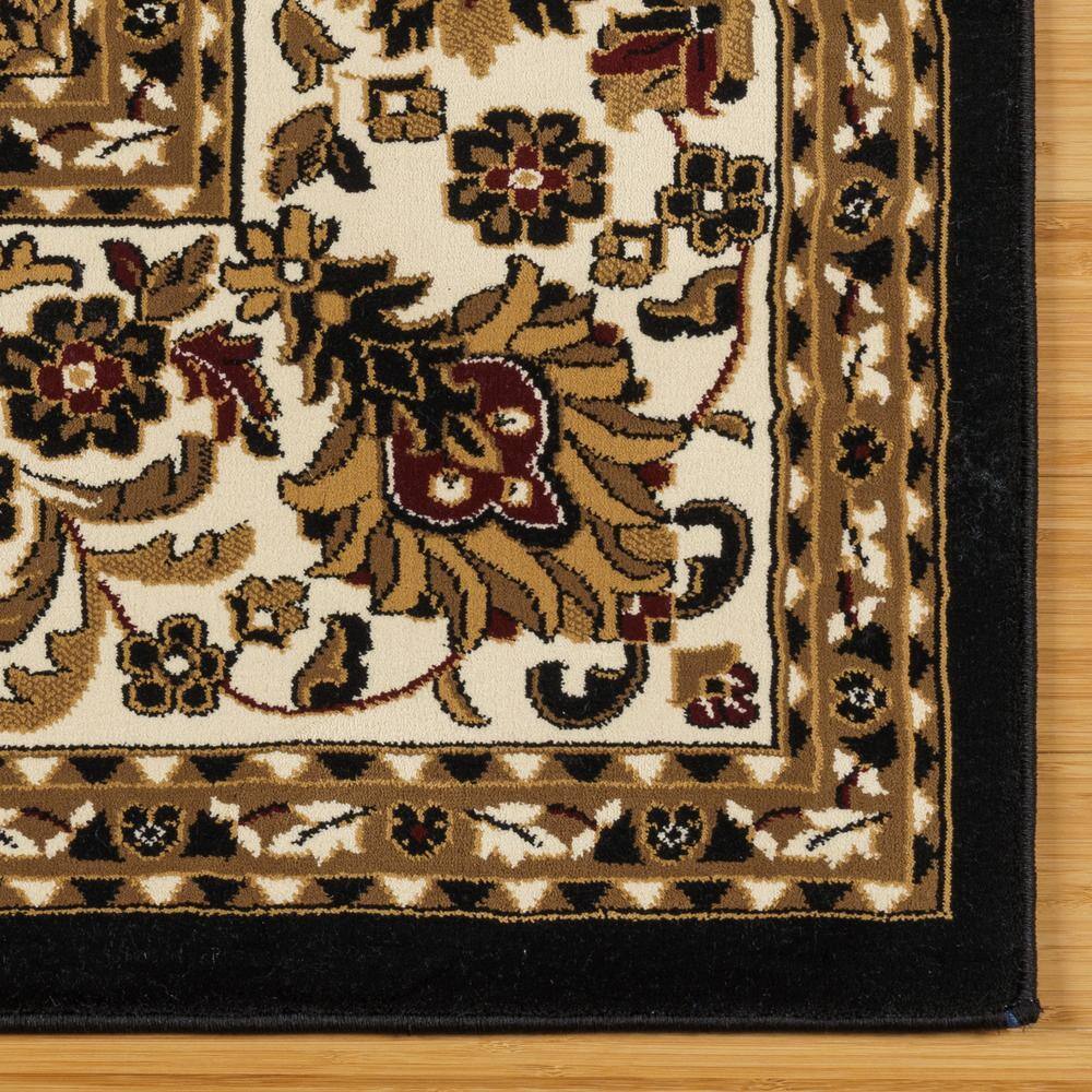 Majestic Vernon Black and Beige Synthetic Rectangular Area Rug