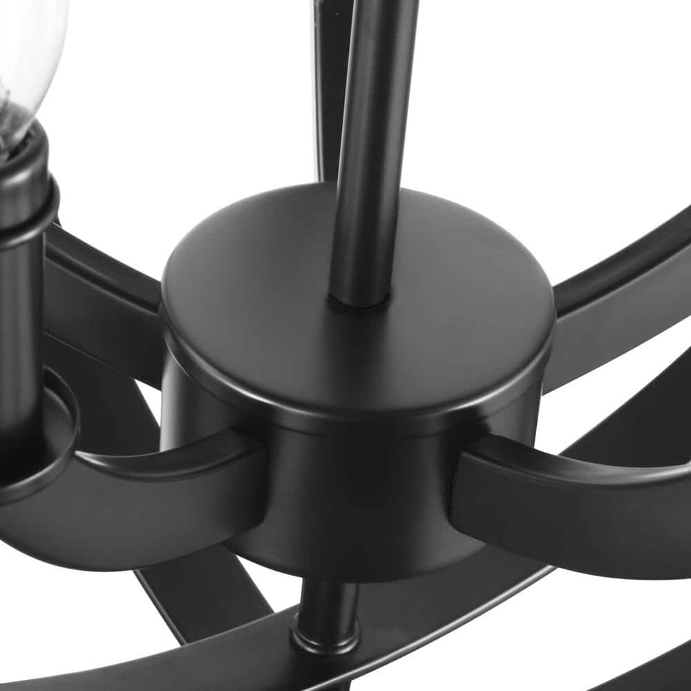 Equinox Matte Black 5-Light Chandelier Pendant with Glass Accents