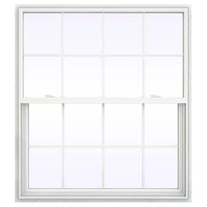 47.5 in. x 41.5 in. V-2500 Series White Vinyl Single Hung Window with Colonial Grids/Grilles