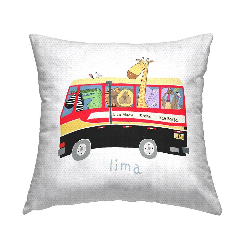 Lima Travel Bus Fun Animals Multi-Color Square Outdoor Throw Pillow price history on PriceWatchPro