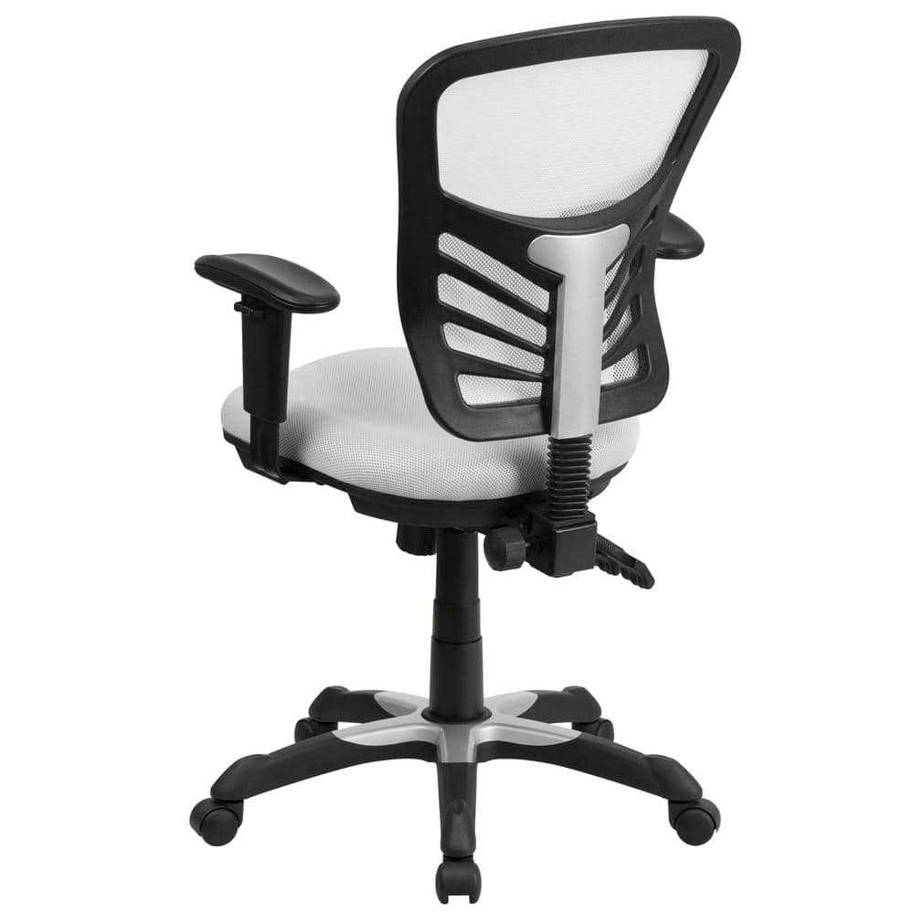 ErgoFlex White Mesh Mid-Back Executive Swivel Office Chair with Adjustable Arms
