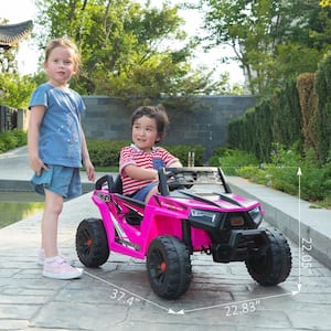 12-Volt Kids Ride On UTV Electric Car with Music in Pink
